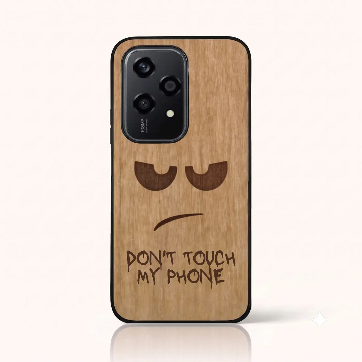 Coque Honor 200 Lite – Don't Touch My Phone en gravure sur bois (Tilleul)
