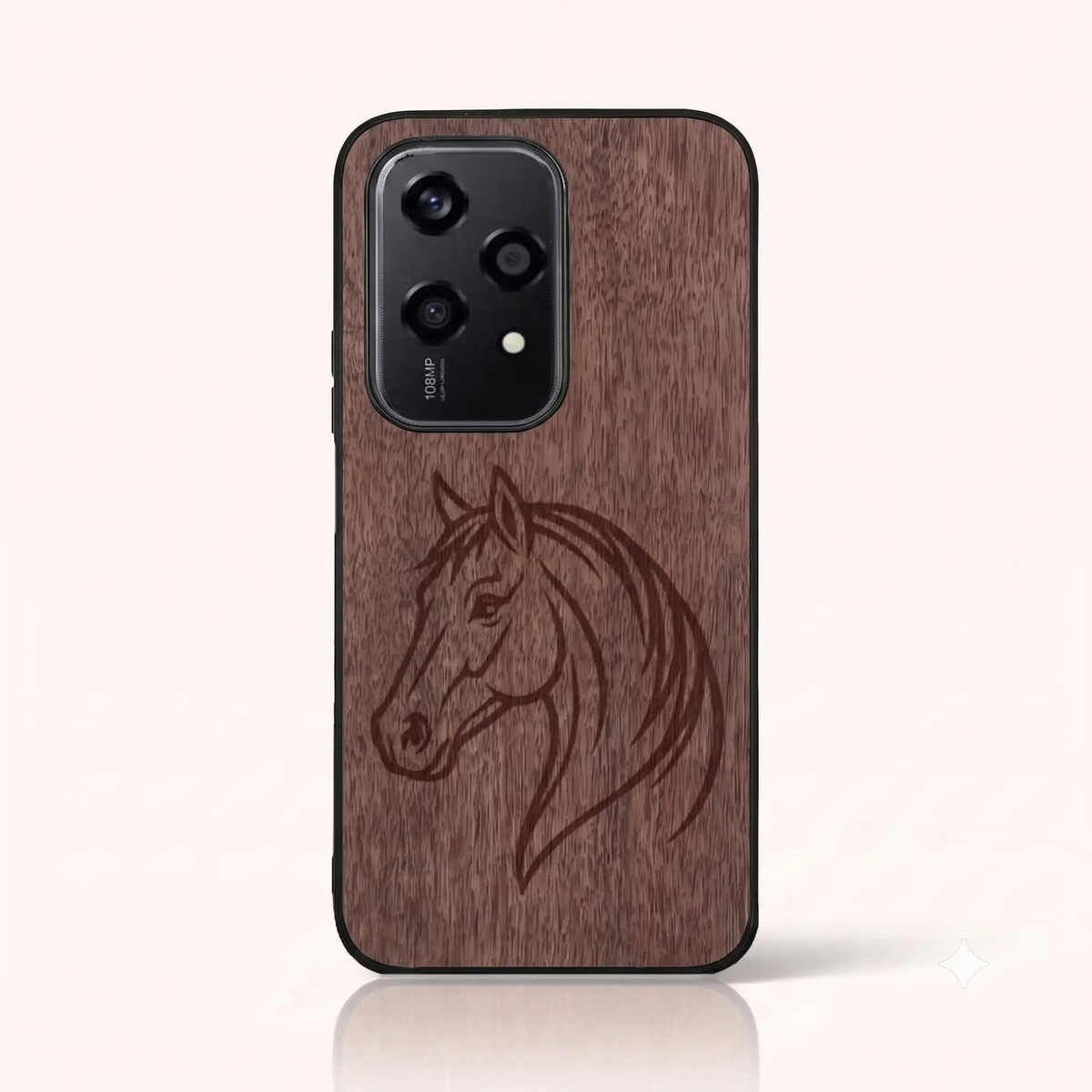 Coque Honor 200 Lite – Le Cheval en gravure sur bois (Noyer)