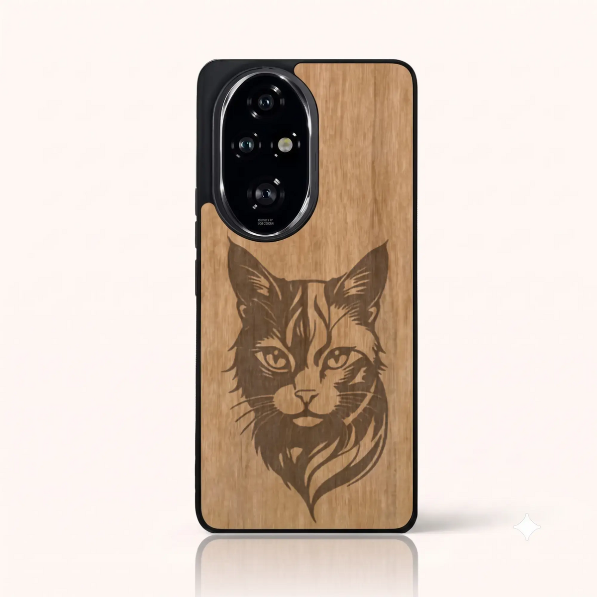 Coque Honor 200 Pro – Le Chat en gravure sur bois (Tilleul)