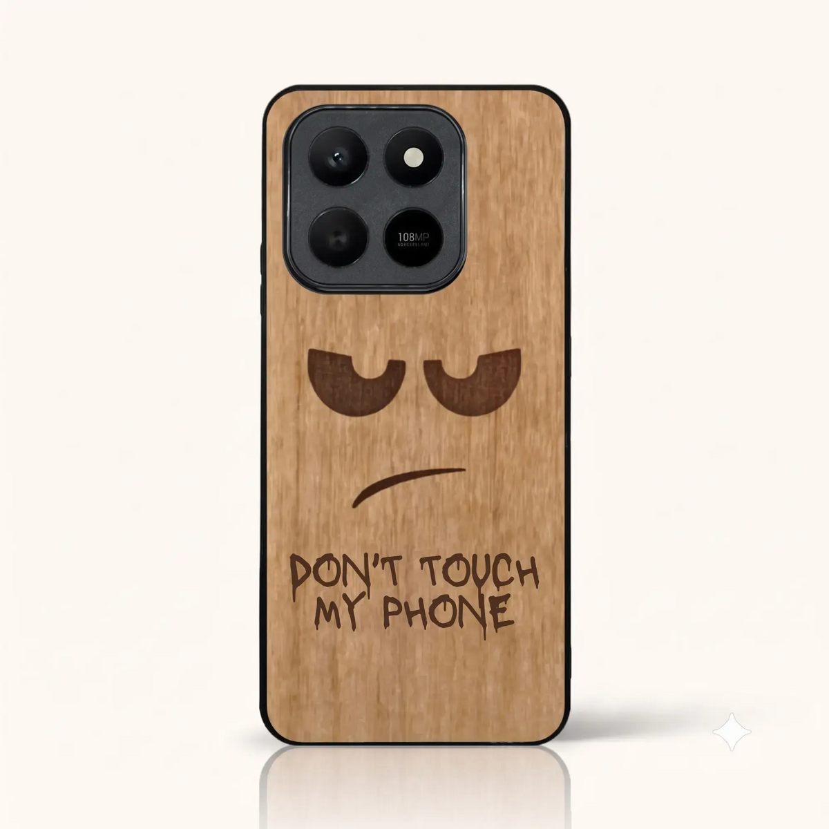 Coque Honor 400 Smart – Don't Touch My Phone en gravure sur bois (Tilleul)