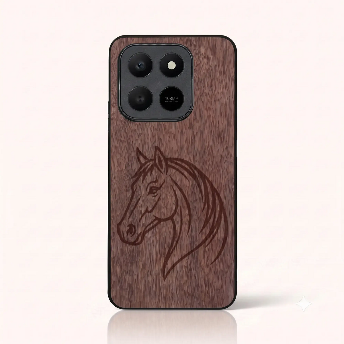 Coque Honor 400 Smart – Le Cheval en gravure sur bois (Noyer)