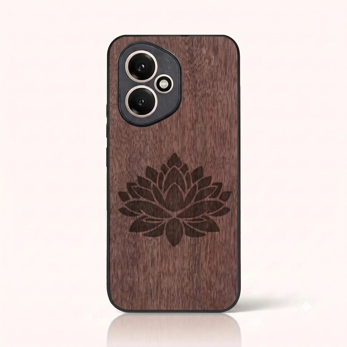 Coque Honor 400 – Fleur de Lotus en bois de noyer foncé