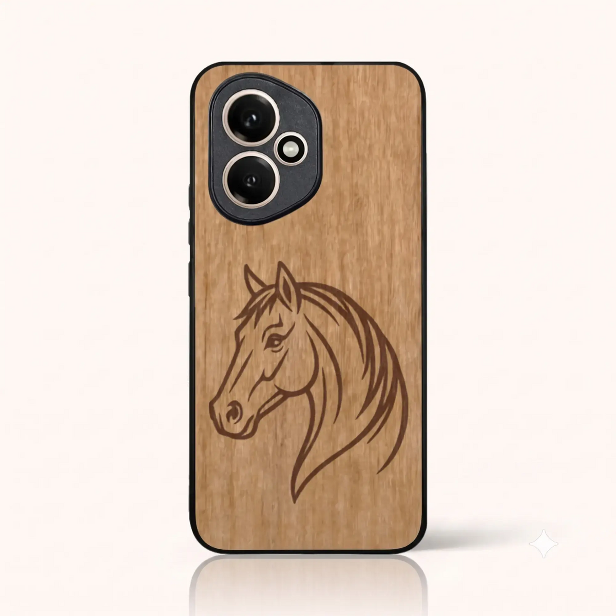Coque Honor 400 – Le Cheval en gravure sur bois (Tilleul)