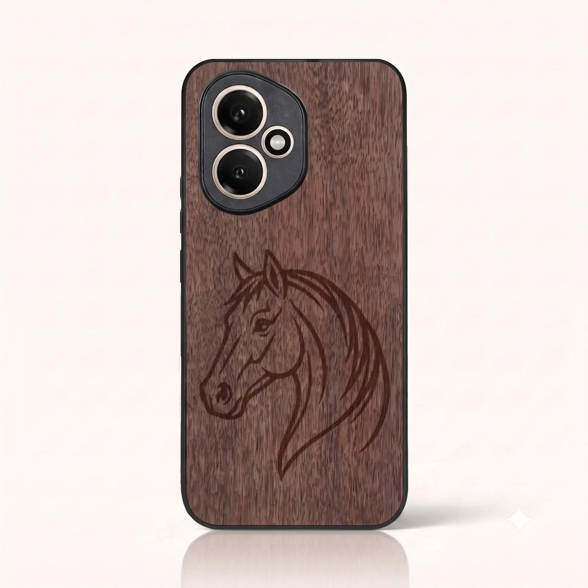 Coque Honor 400 – Le Cheval en gravure sur bois (Noyer)