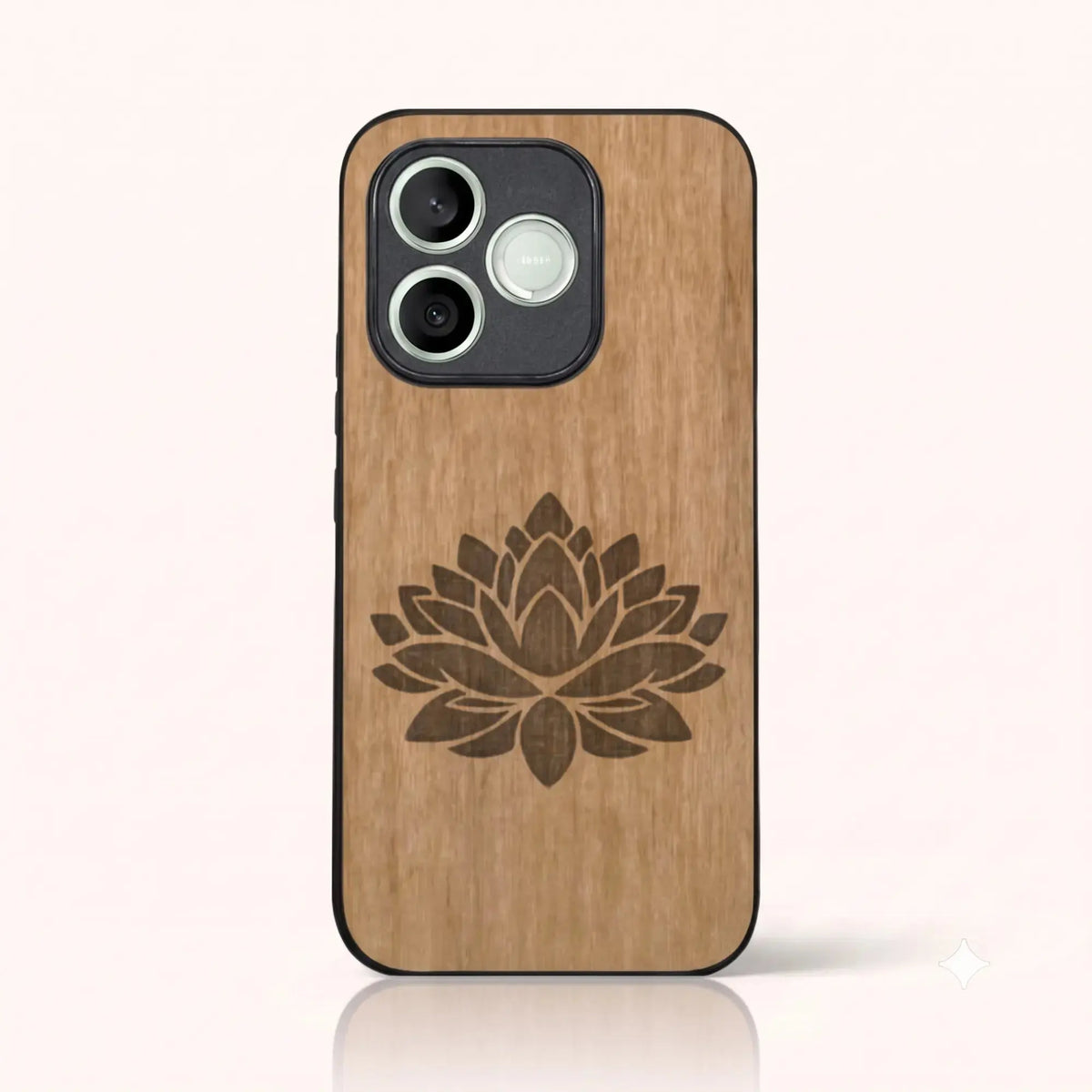 Coque Honor 600 Lite – Fleur de Lotus en bois de tilleul clair