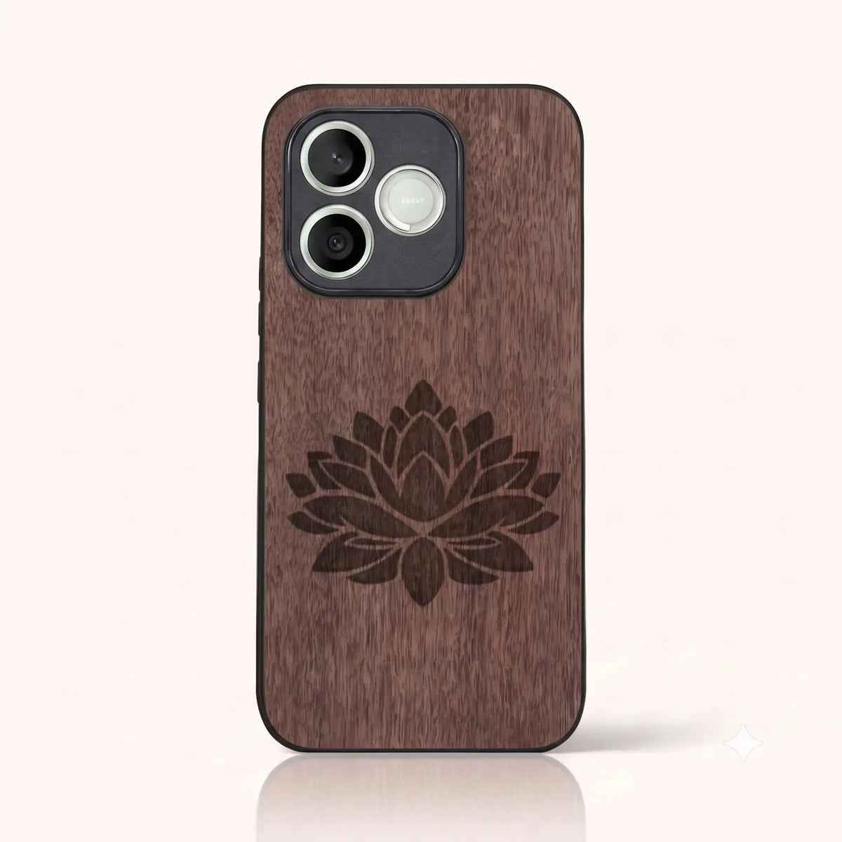 Coque Honor 600 Lite – Fleur de Lotus en bois de noyer foncé