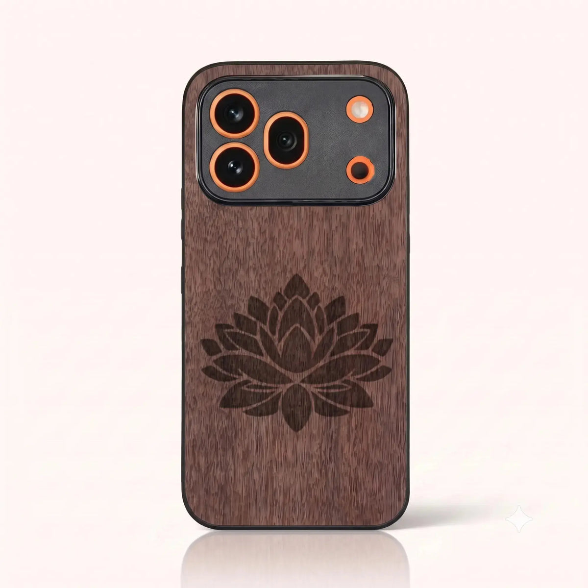 Coque Honor 600 Pro – Fleur de Lotus en bois de noyer foncé