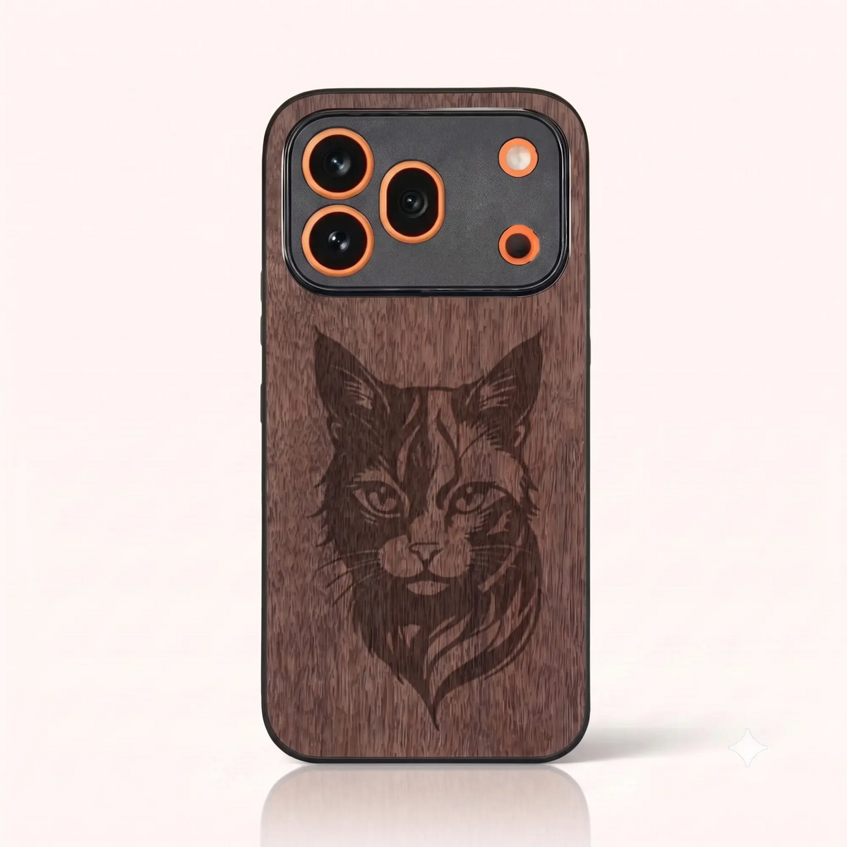 Coque Honor 600 Pro – Le Chat en gravure sur bois (Noyer)
