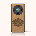 Coque Honor Magic 6 Lite – Fleur de Lotus en bois de tilleul clair