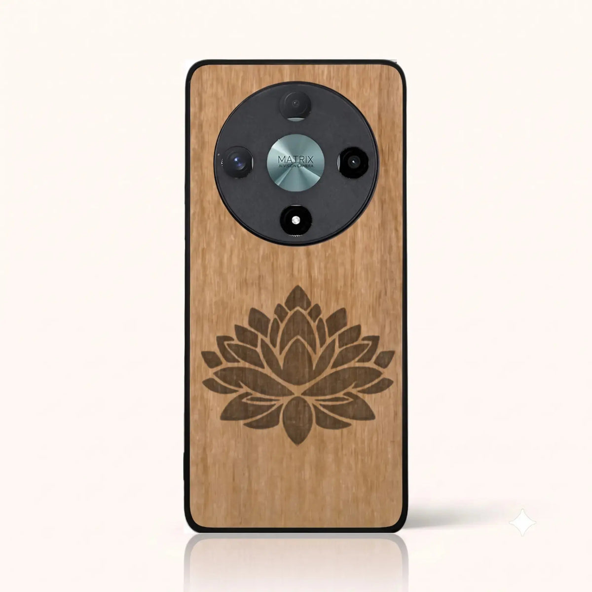 Coque Honor Magic 6 Lite – Fleur de Lotus en bois de tilleul clair