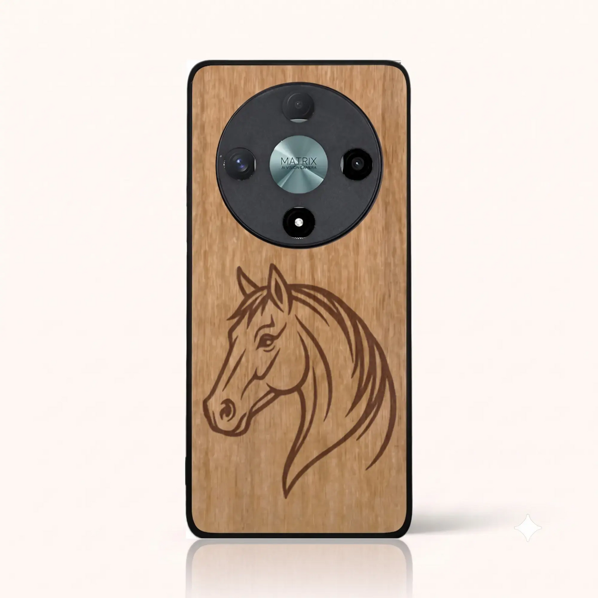 Coque Honor Magic 6 Lite – Le Cheval en gravure sur bois (Tilleul)