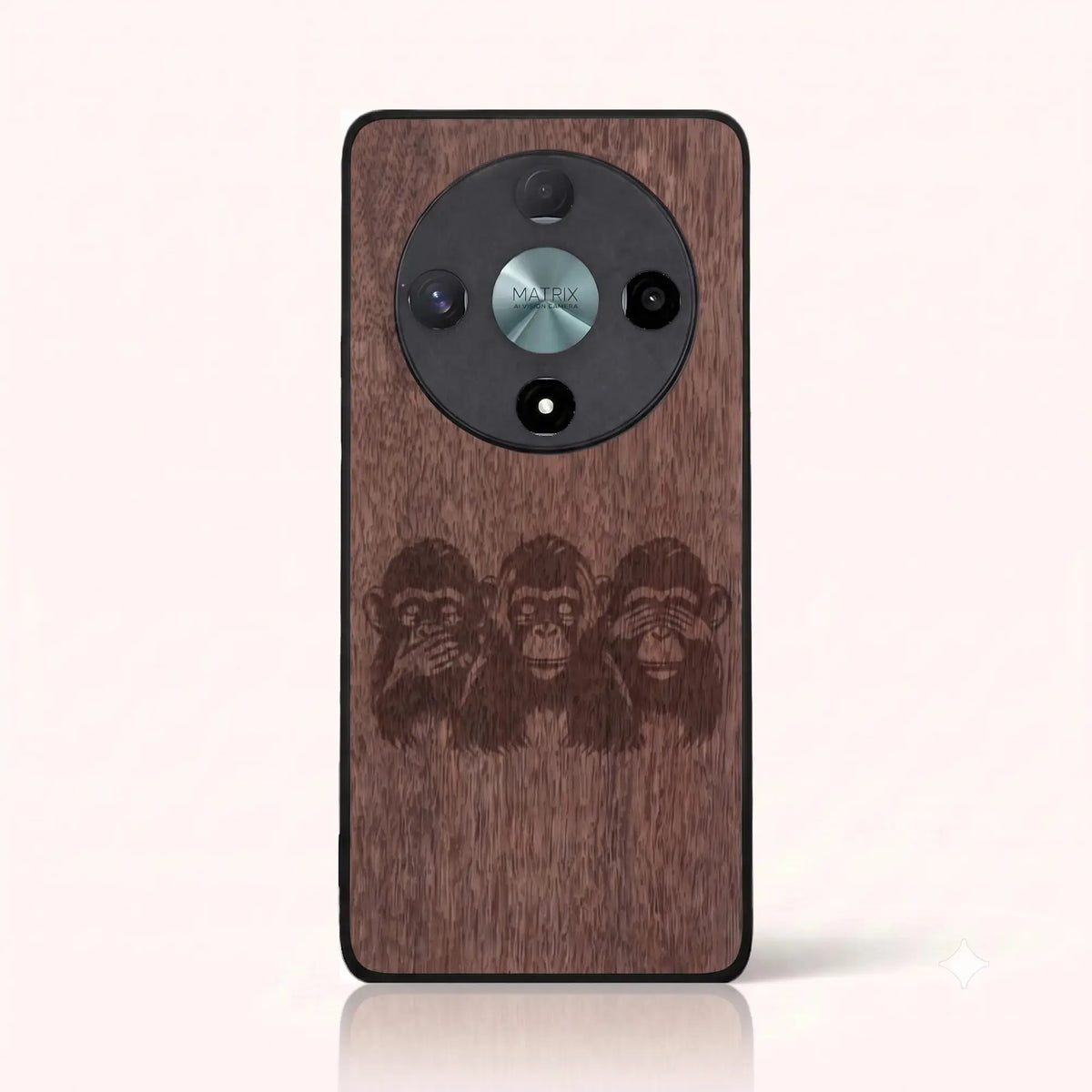 Coque Honor Magic 6 Lite – Les Singes de la sagesse en bois de noyer foncé