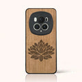 Coque Honor Magic 6 Pro – Fleur de Lotus en bois de tilleul clair