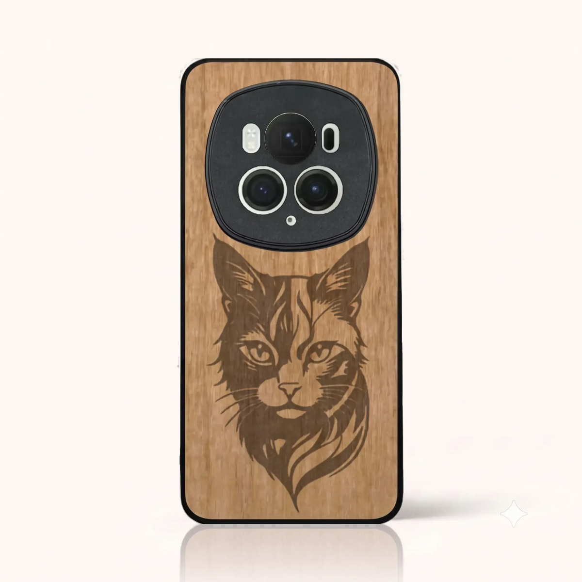 Coque Honor Magic 6 Pro – Le Chat en gravure sur bois (Tilleul)
