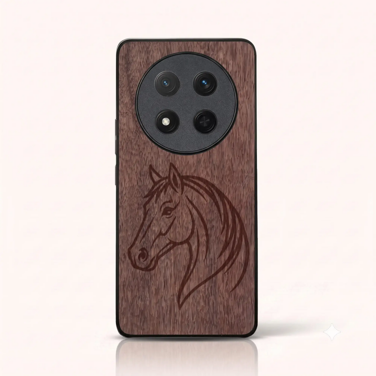 Coque Honor Magic 7 Lite – Le Cheval en gravure sur bois (Noyer)