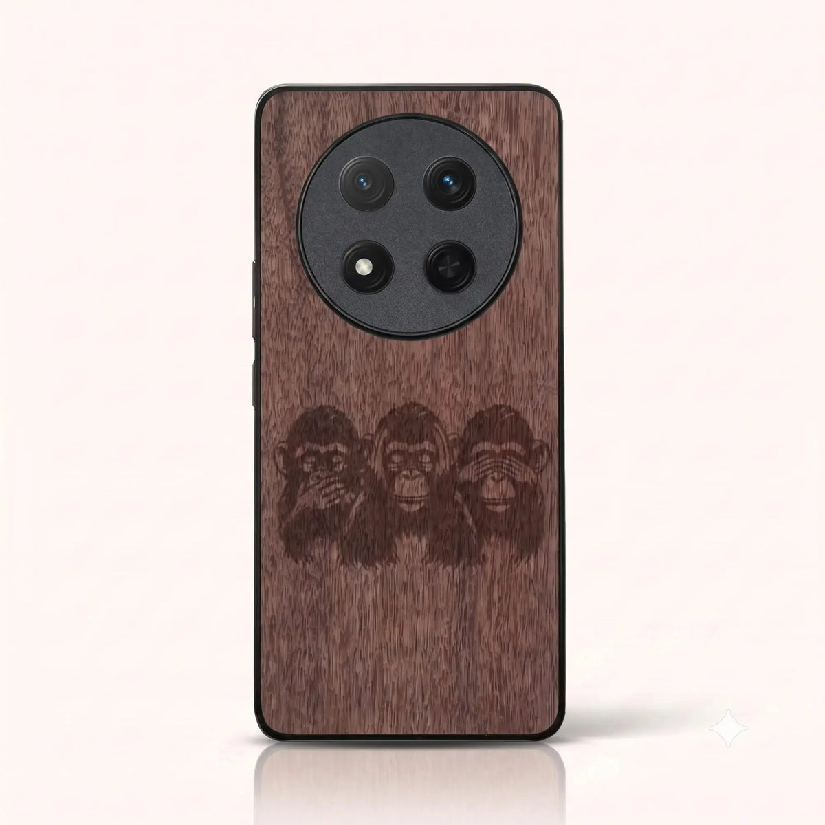 Coque Honor Magic 7 Lite – Les Singes de la sagesse en bois de noyer foncé