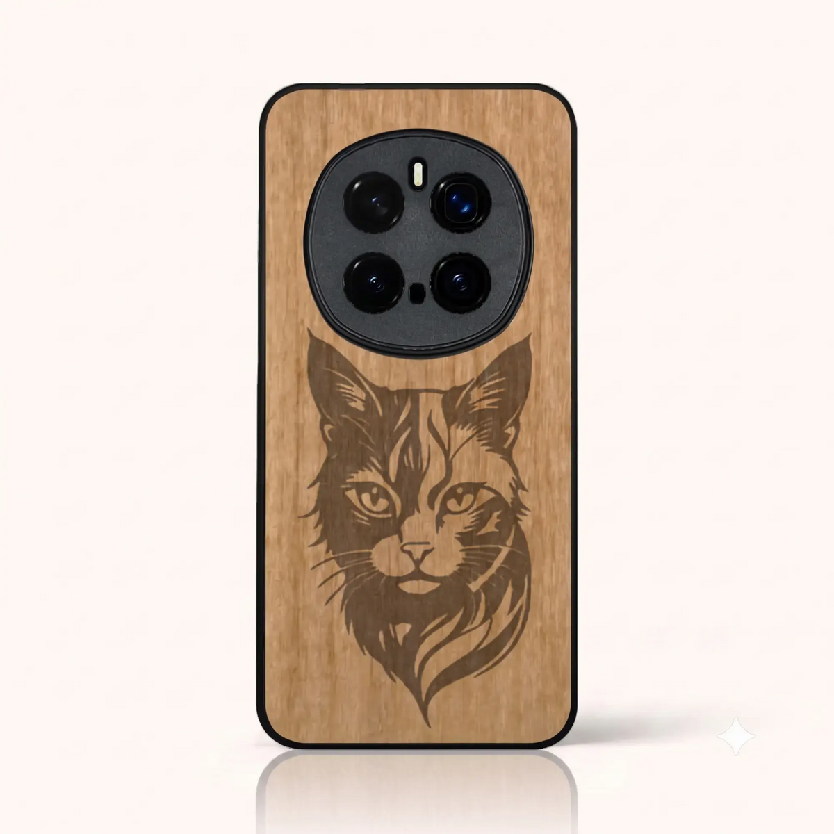 Coque Honor Magic 7 Pro – Le Chat en gravure sur bois (Tilleul)