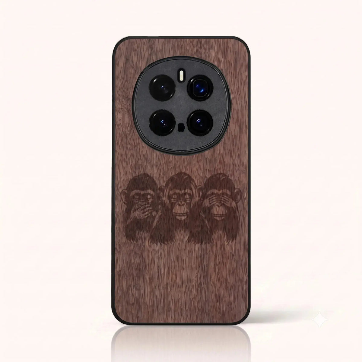 Coque Honor Magic 7 Pro – Les Singes de la sagesse en bois de noyer foncé