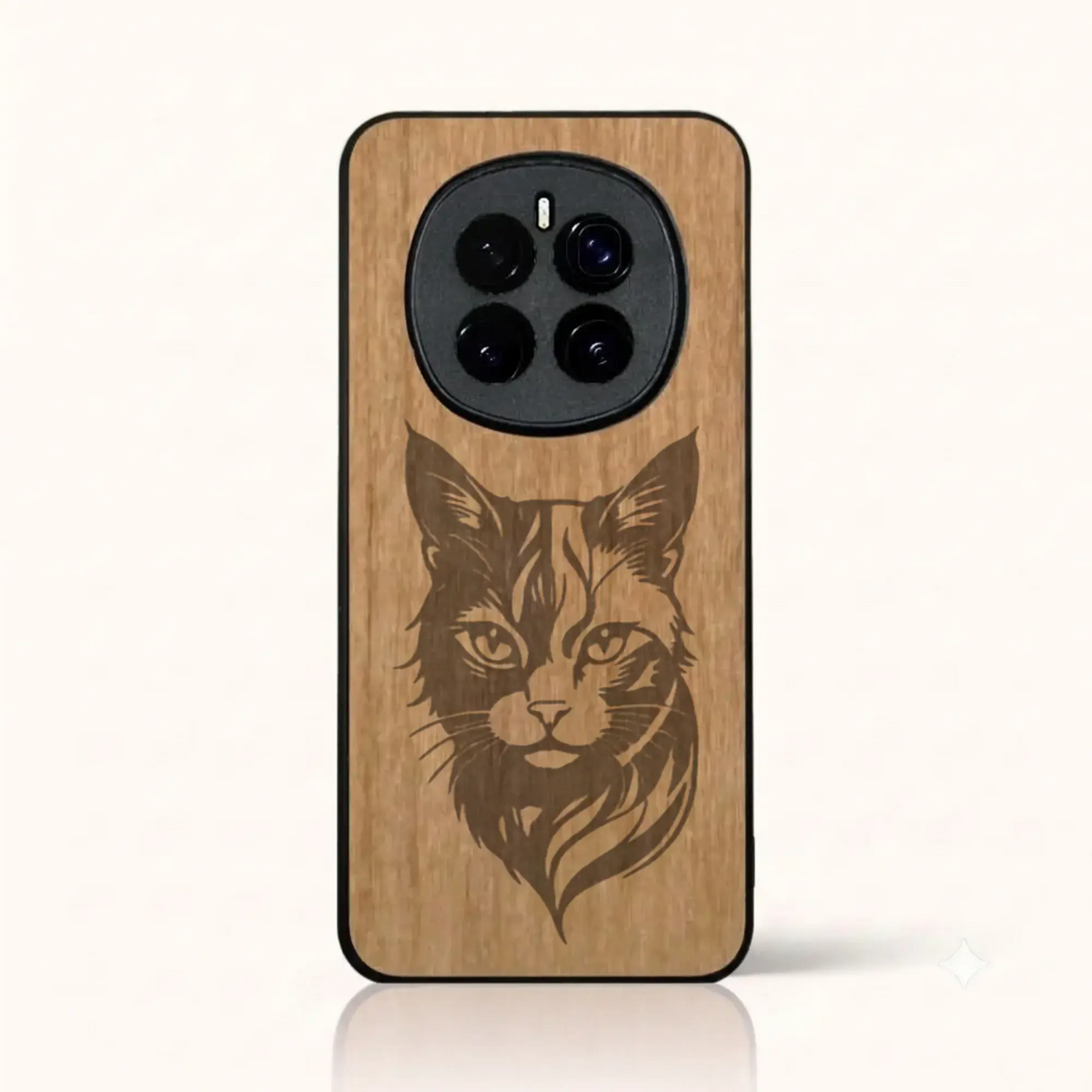 Coque Honor Magic 7 – Le Chat en gravure sur bois (Tilleul)
