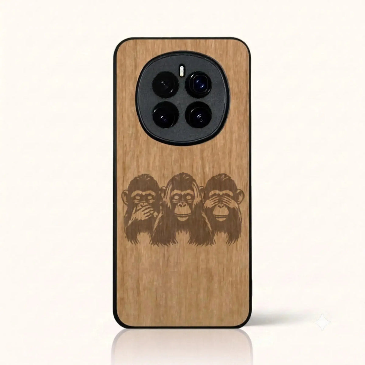 Coque Honor Magic 7 – Les Singes de la sagesse en bois de tilleul clair