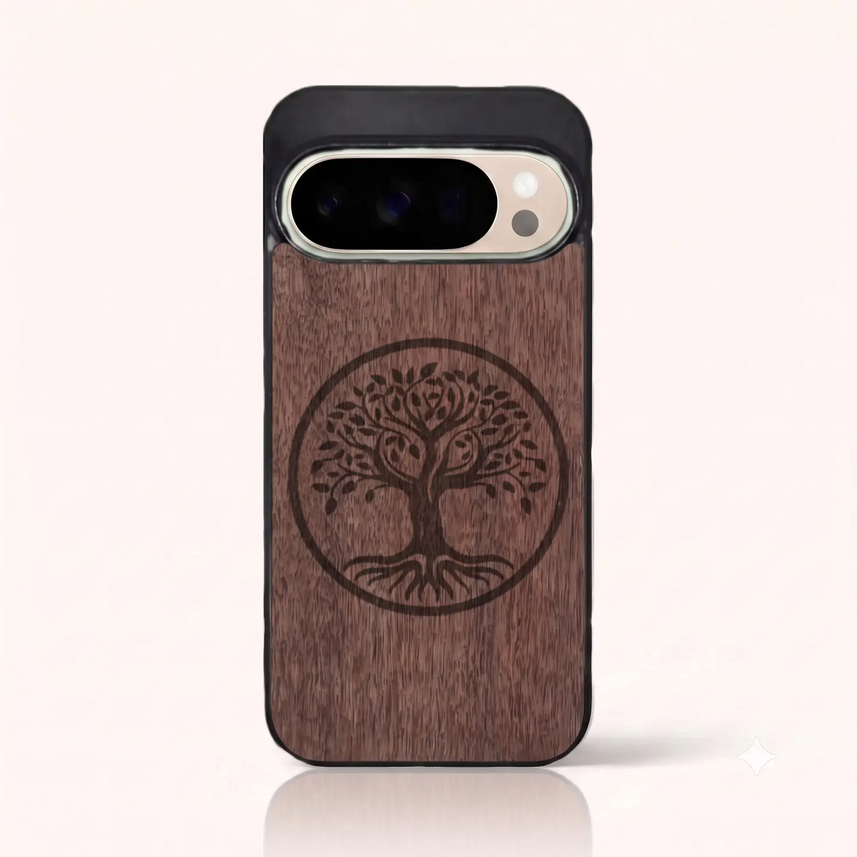 Coque Pixel 10 Pro – L'arbre de vie en bois de noyer foncé