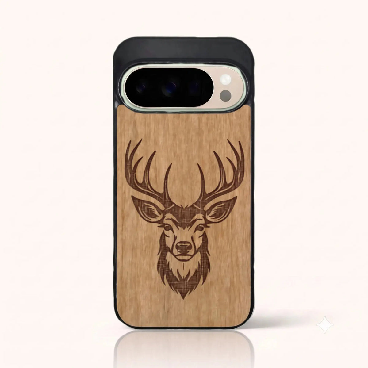 Coque Pixel 10 Pro – Le Cerf en gravure sur bois (Tilleul)