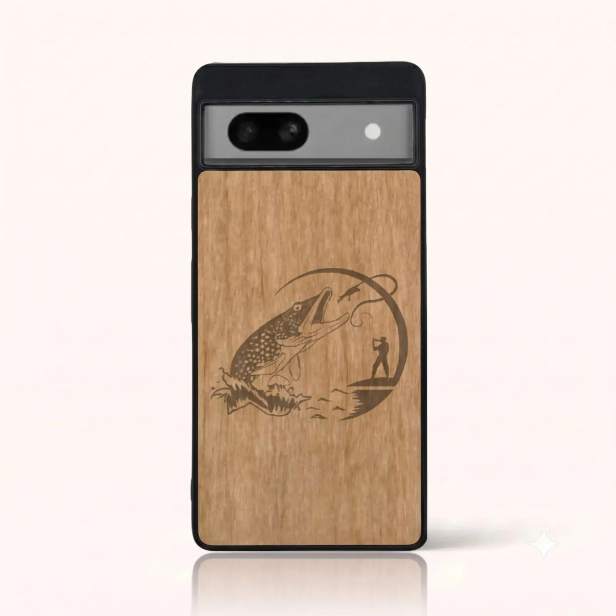 Coque Pixel 7A – Le Pêcheur en bois de tilleul clair
