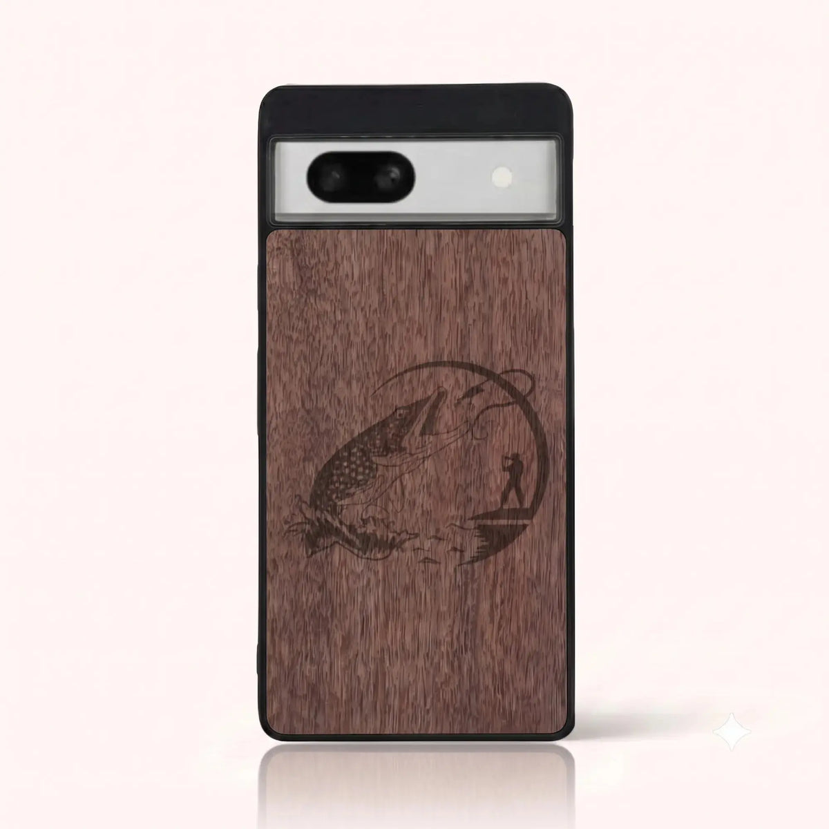 Coque Pixel 7A – Le Pêcheur en bois de noyer foncé