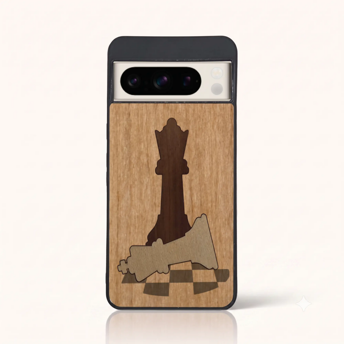 Coque Pixel 8 Pro – Échec et Mat en marqueterie de bois