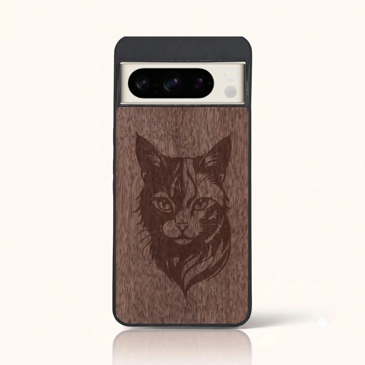 Coque Pixel 8 Pro – Le Chat en bois de noyer foncé