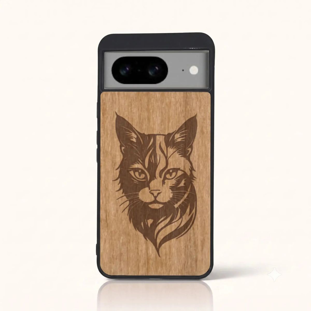 Coque Pixel 8A – Le Chat en bois de tilleul clair