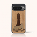 Coque Pixel 9 Pro – Échec et Mat en marqueterie de bois
