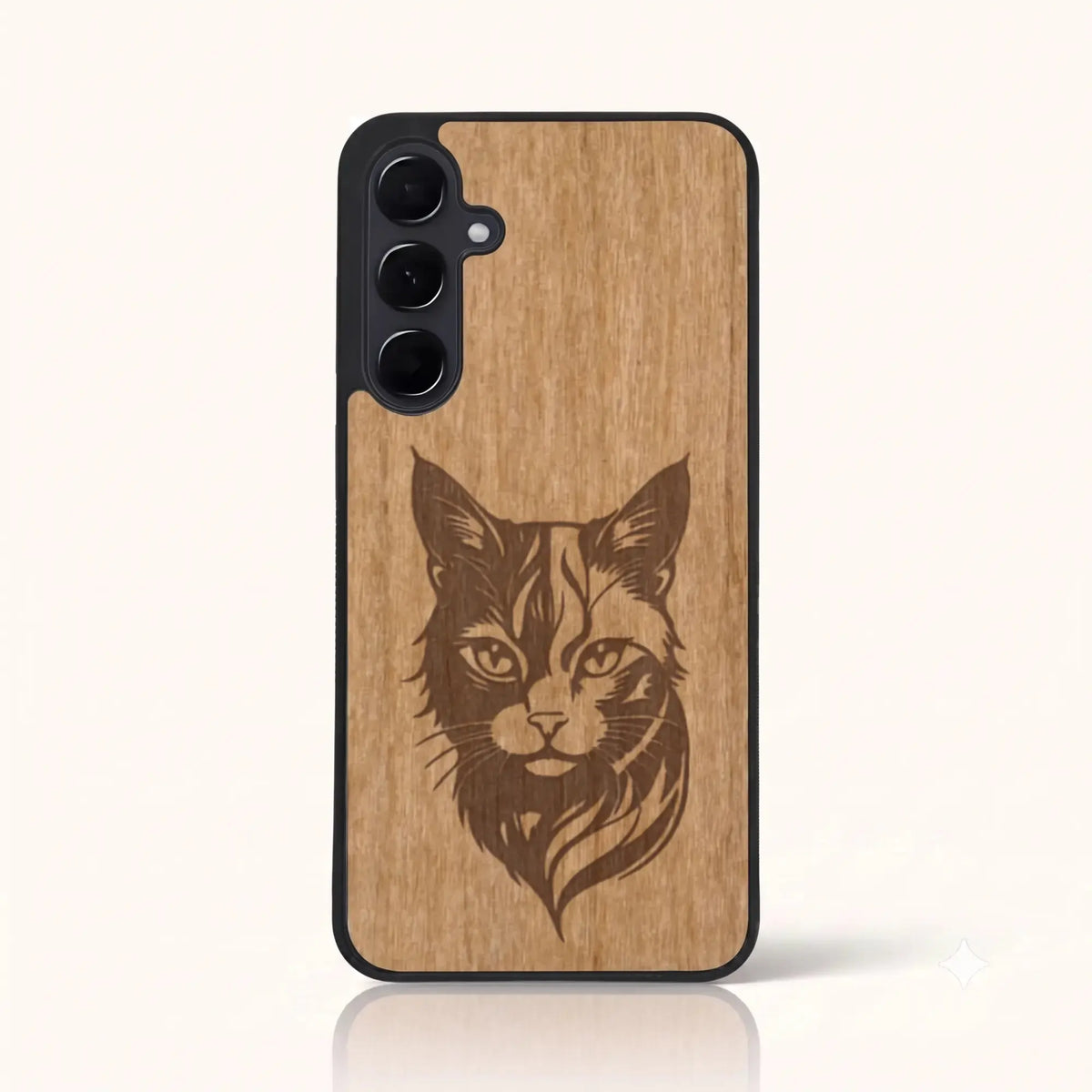 Coque Samsung A14 5G – Le Chat en bois de tilleul clair