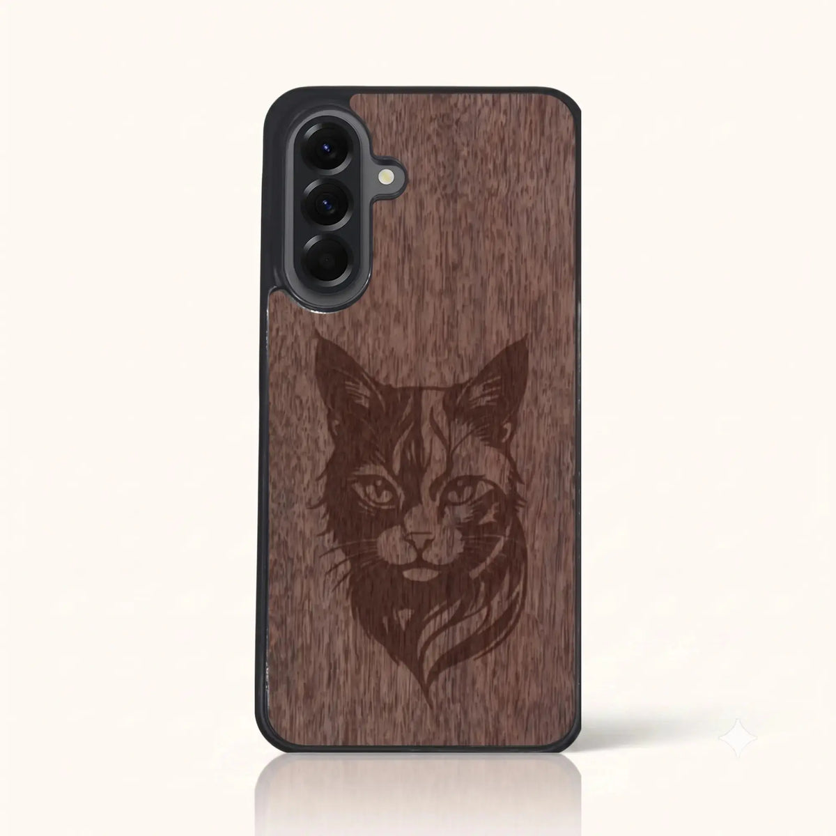 Coque Samsung A17 5G – Le Chat en bois de noyer foncé