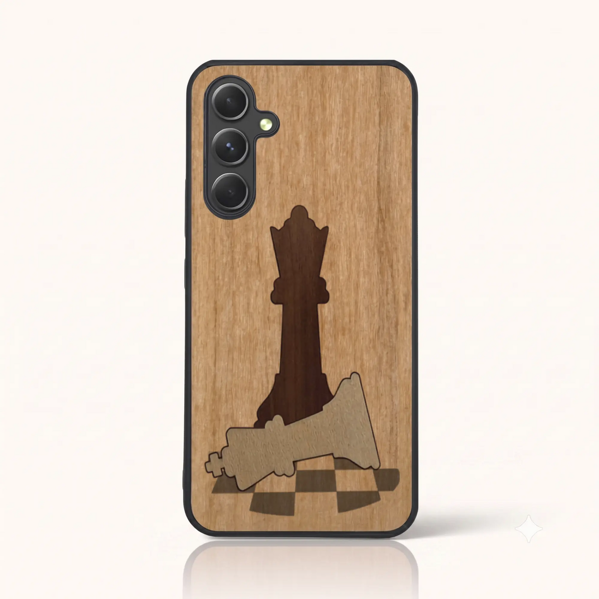 Coque Samsung A54 – Échec et Mat en marqueterie de bois
