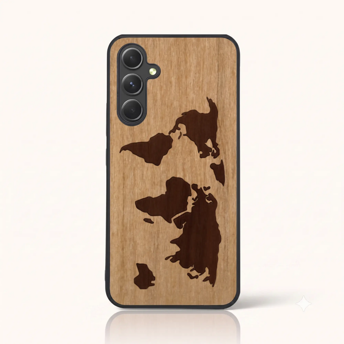 Coque Samsung A54 – Le Planisphère en marqueterie de bois