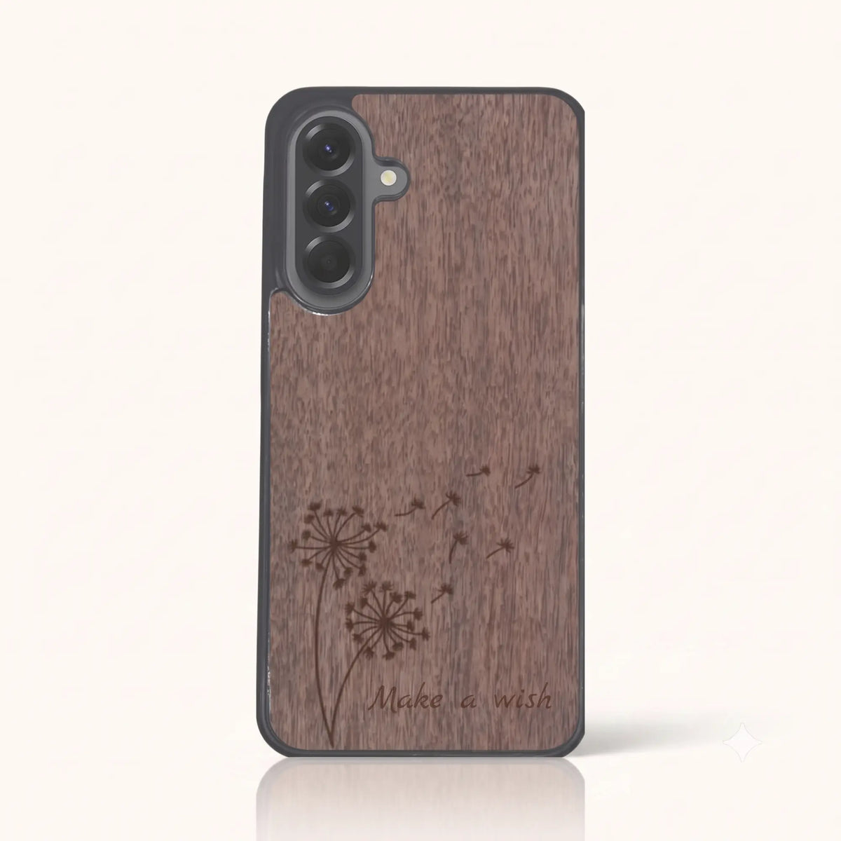 Coque Samsung A56 5G et modèles similaires – Make a Wish en bois de noyer foncé