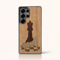 Coque Samsung S22 Ultra – Échec et Mat en marqueterie de bois