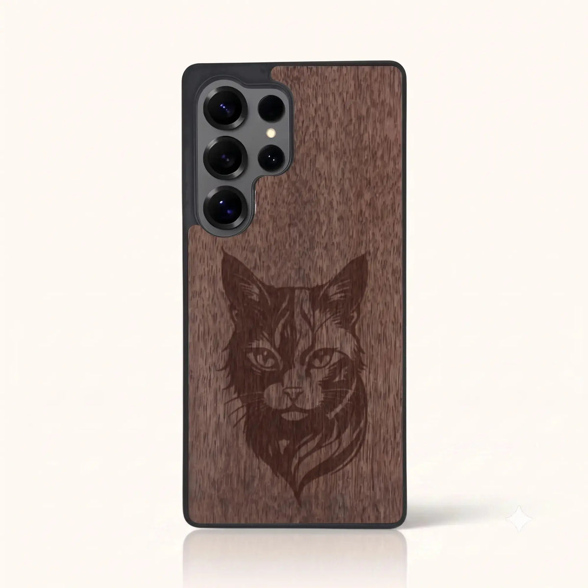 Coque Samsung S22 Ultra – Le Chat en bois de noyer foncé