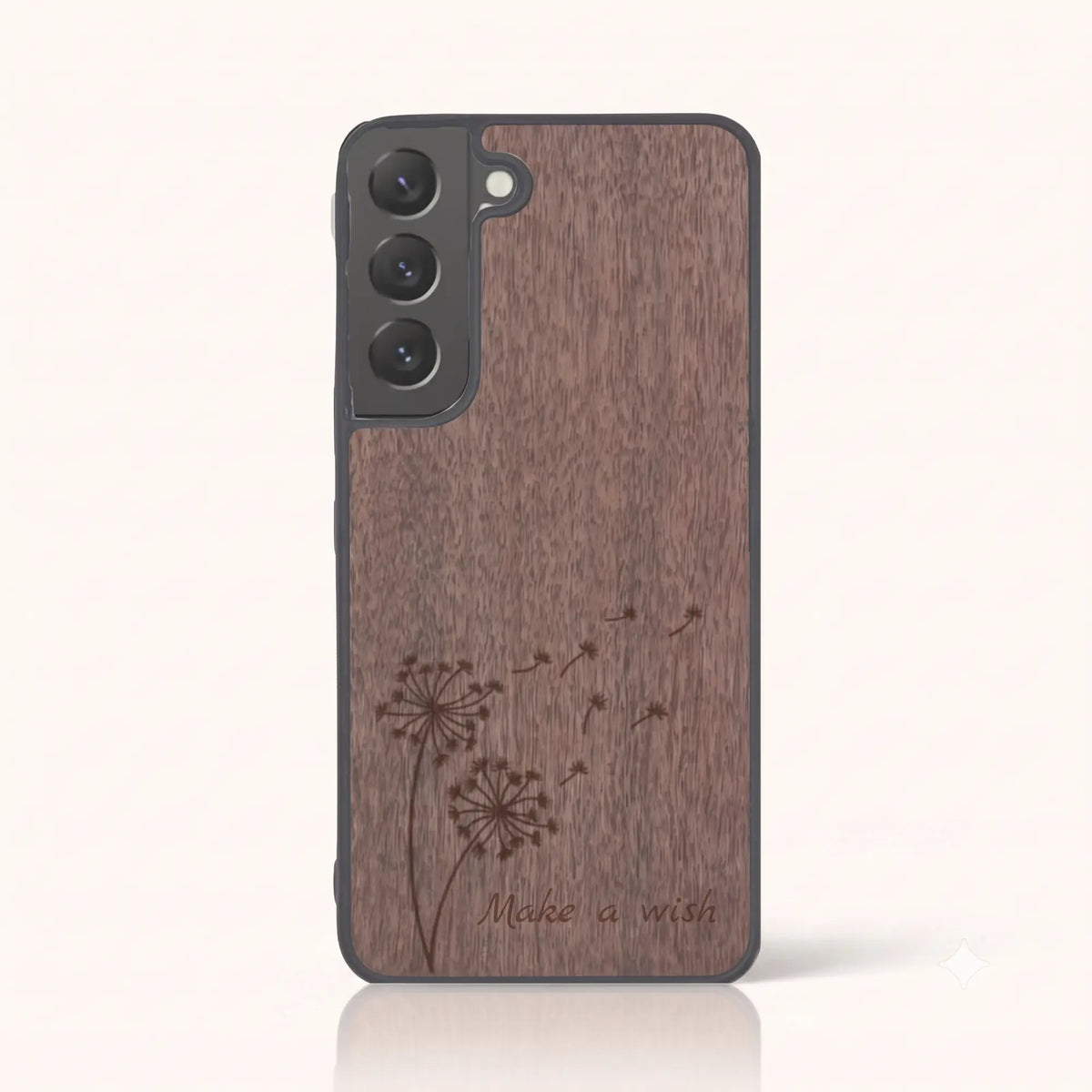 Coque Samsung S22+ – Make a Wish en bois de noyer foncé