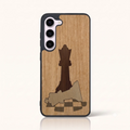 Coque Samsung S23+ – Échec et Mat en marqueterie de bois
