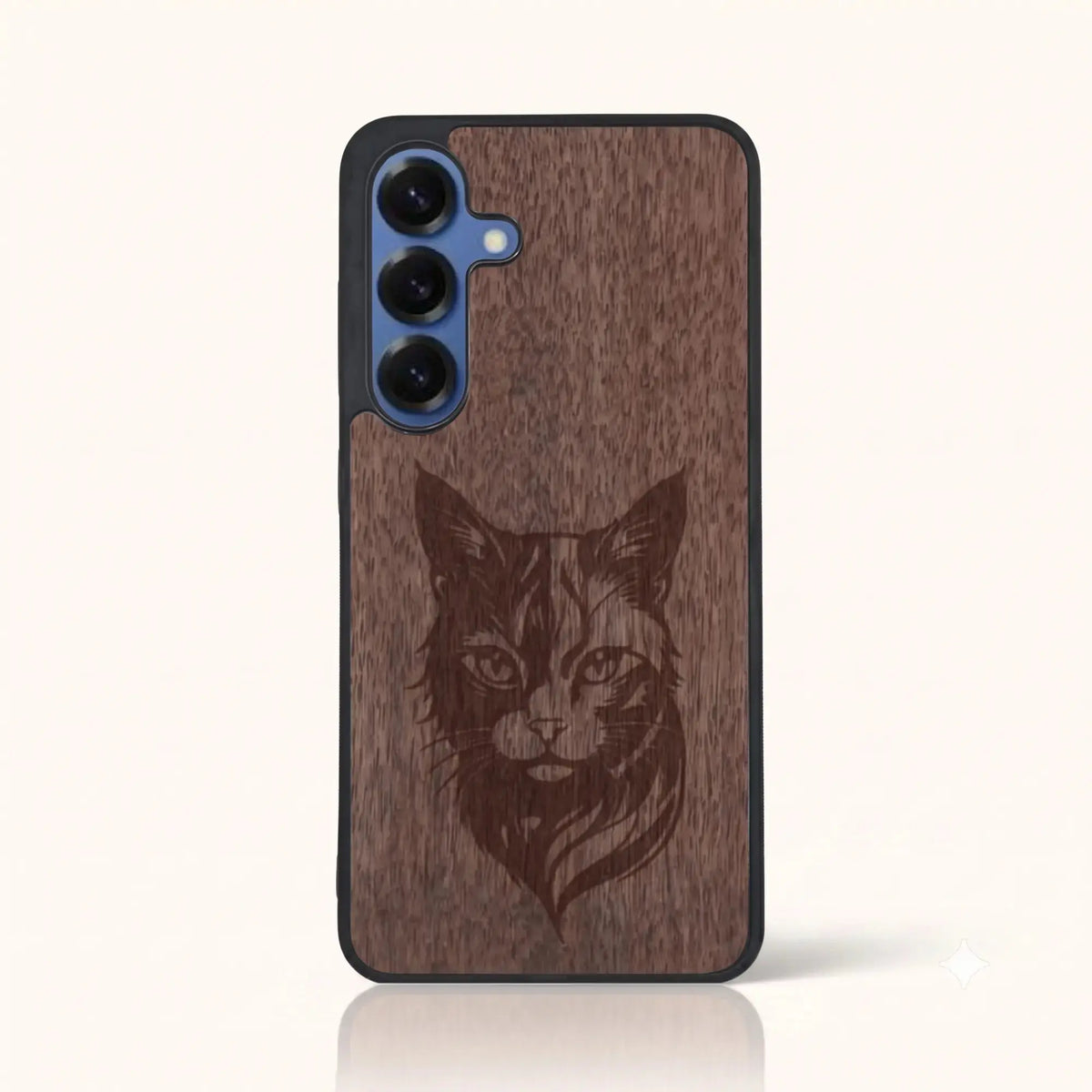Coque Samsung S24 – Le Chat en bois de noyer foncé