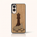 Coque Samsung S25 Edge – Échec et Mat en marqueterie de bois