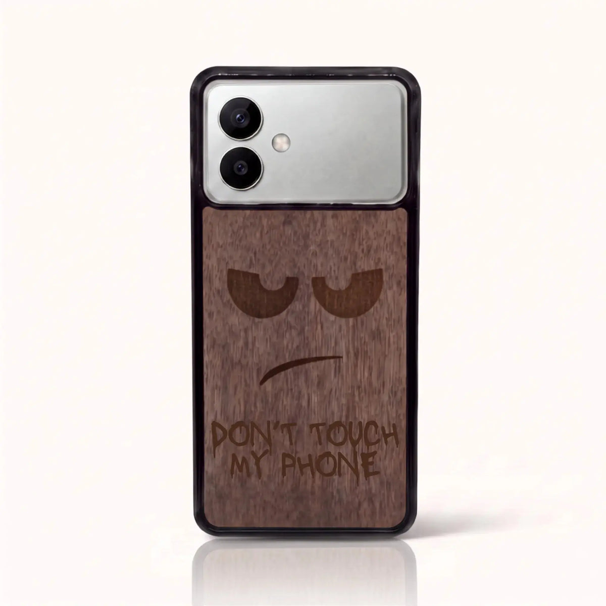 Coque Samsung S26 Edge – Don't Touch My Phone en bois de noyer foncé