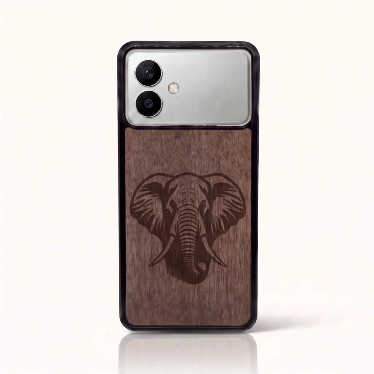 Coque Samsung S26 Edge – Éléphant en bois de noyer foncé
