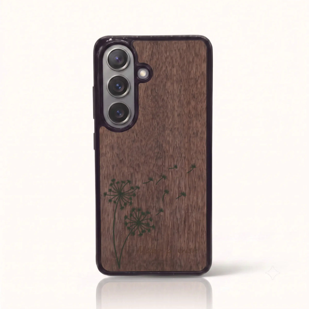 Coque Samsung S26+ en bois gravé Make a Wish – Foncée (Noyer)