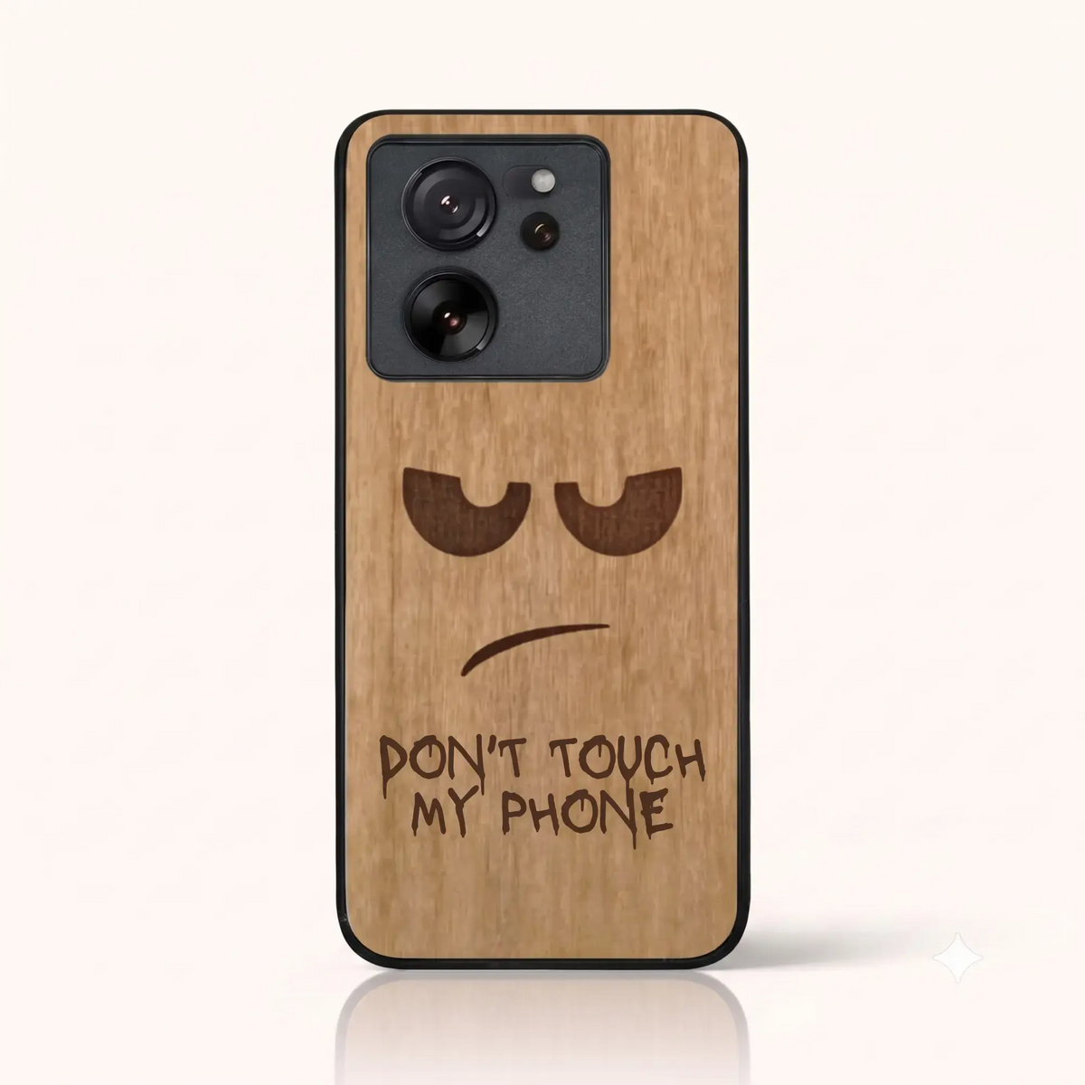 Coque Xiaomi Mi 13T – Don't Touch My Phone en gravure sur bois (Tilleul)
