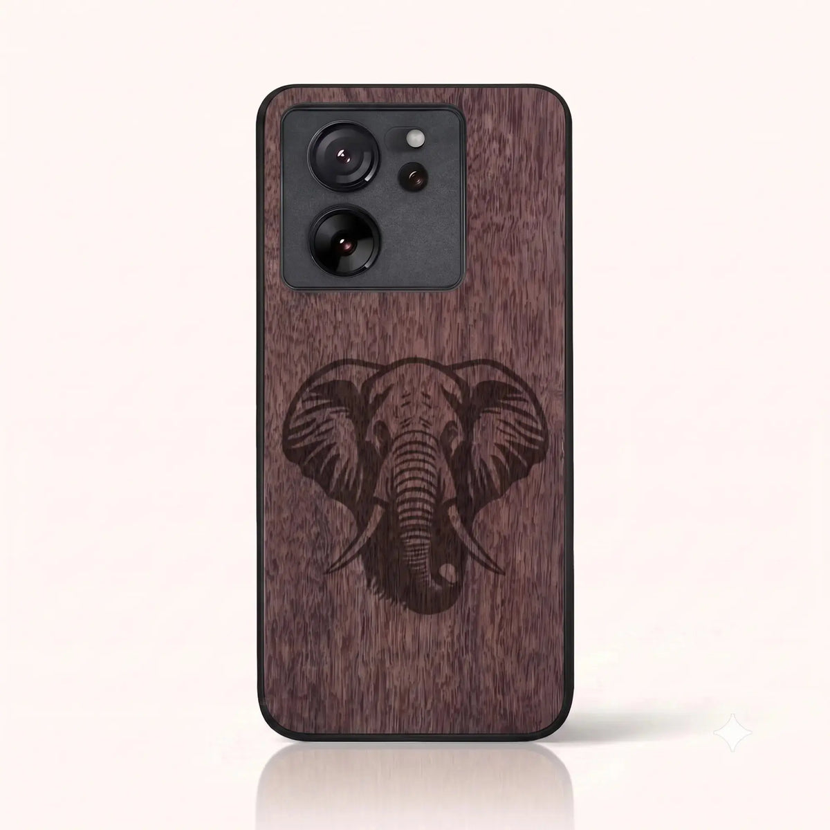 Coque Xiaomi Mi 13T – Éléphant en bois de noyer foncé