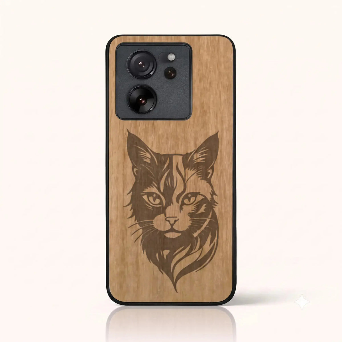 Coque Xiaomi Mi 13T – Le Chat en gravure sur bois (Tilleul)