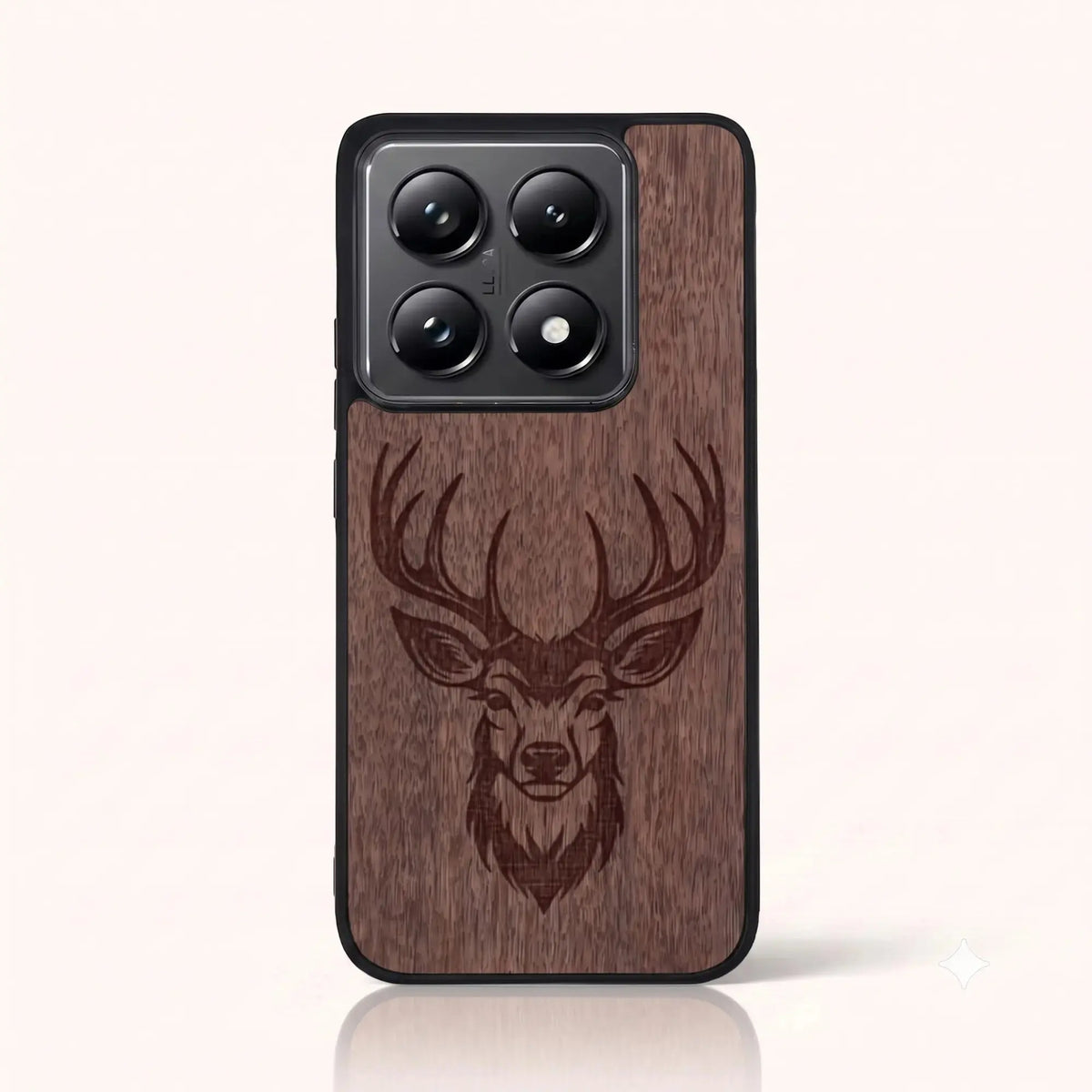 Coque Xiaomi Mi 14T et 14T Pro – Le Cerf en gravure sur bois (Noyer)